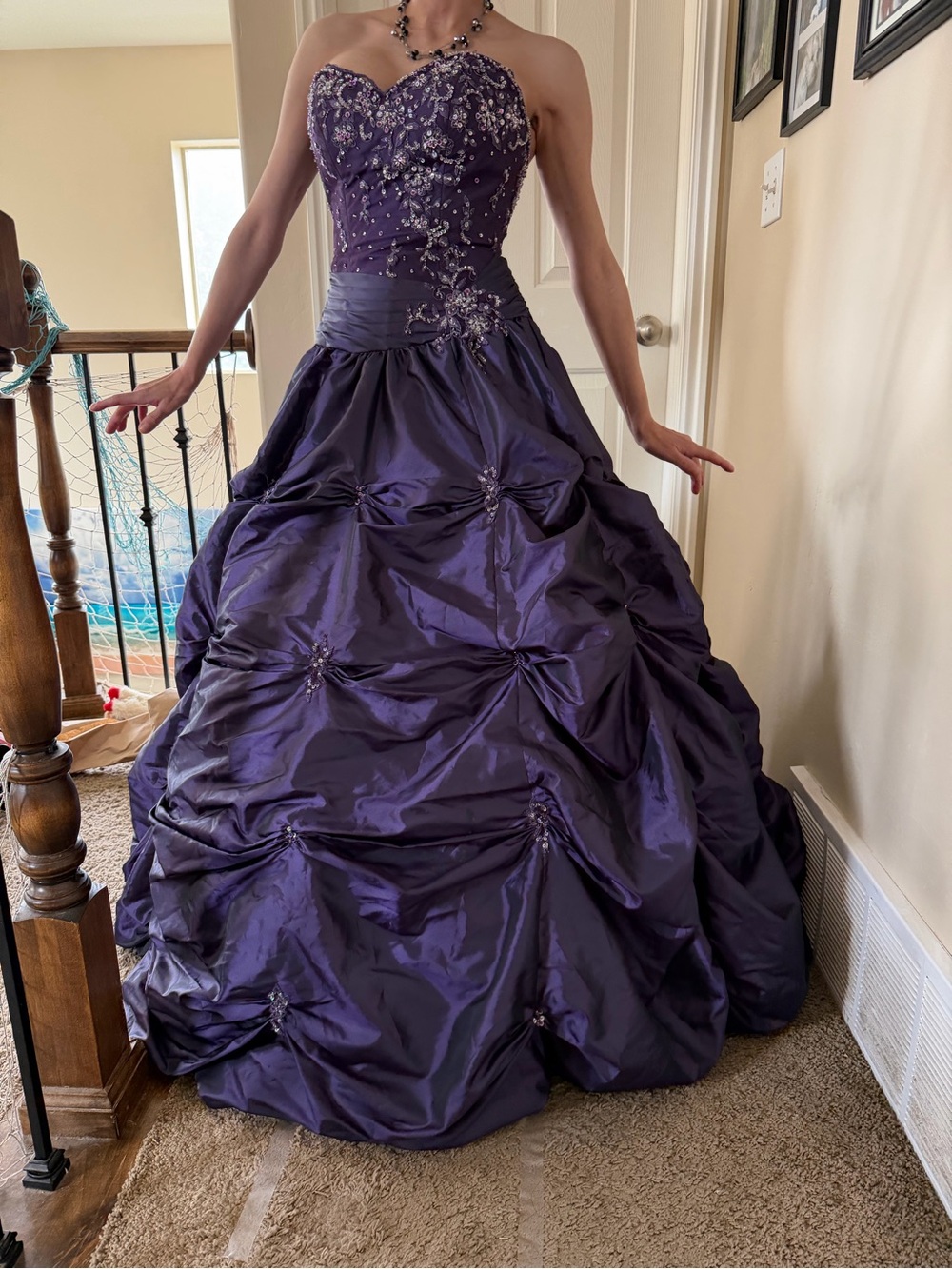 Strapless Purple Ball Gown